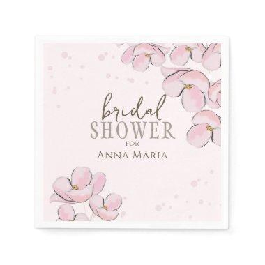 Botanical Bridal Shower Pink Floral Cherry Blossom Napkins