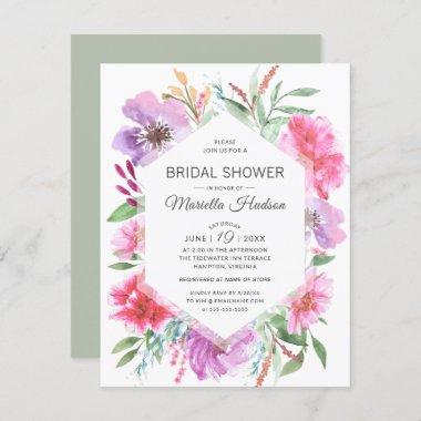 Botanical Bridal Shower Watercolor Spring Bouquet Invitations