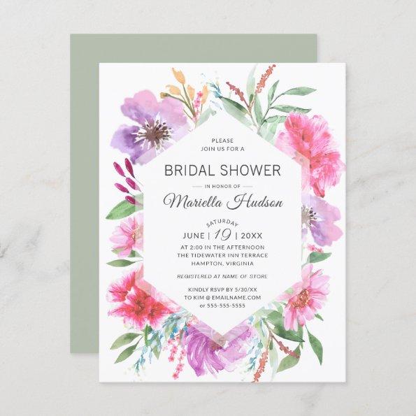 Botanical Bridal Shower Watercolor Spring Bouquet Invitations