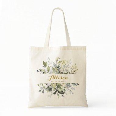 botanical Bridesmaid Personalized Tote Bag