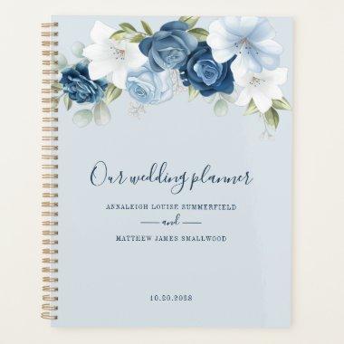 Botanical Dusty Blue Greenery Wedding Planner