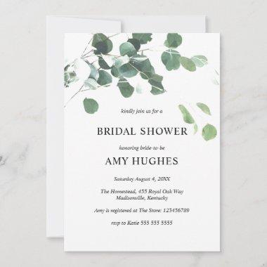 Botanical Eucalyptus Greenery Bridal Shower Invitations