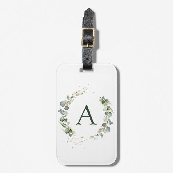 Botanical Eucalyptus Monogram Greenery Wedding Luggage Tag