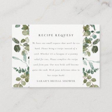 Botanical Eucalyptus Recipe Request Bridal Shower Enclosure Invitations