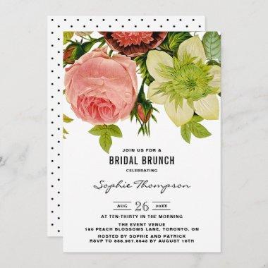Botanical Flowers Vintage Bridal Brunch Invitations
