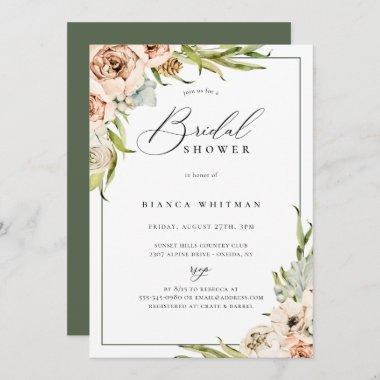 Botanical Forest Floral Bridal Shower Invitations