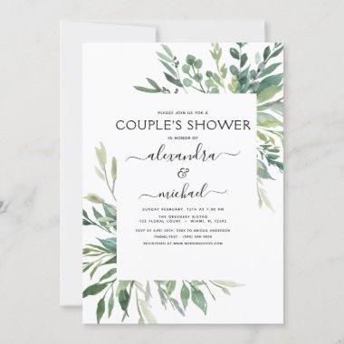 Botanical Greenery Foliage Couple's Shower Invitat Invitations
