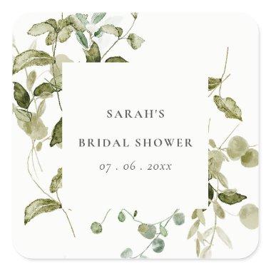 Botanical Leafy Foliage Watercolor  Square Sticker