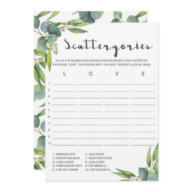 Botanical Leaves Bridal Shower Game Scattergories