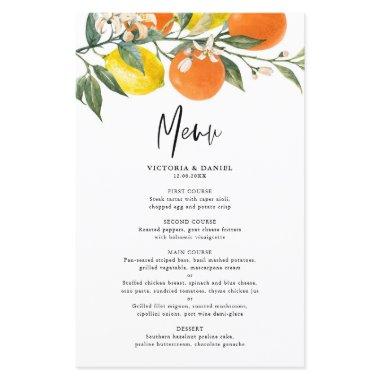 Botanical Lemons and Oranges Garland Menu