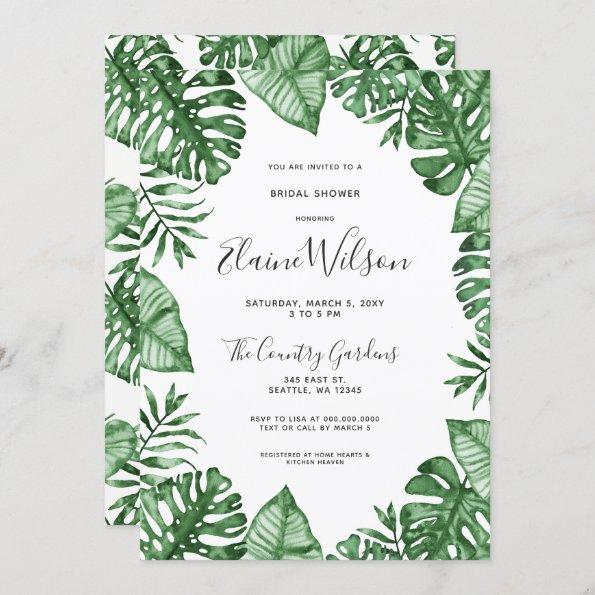 Botanical Nature Tropical Greenery Bridal Shower Invitations