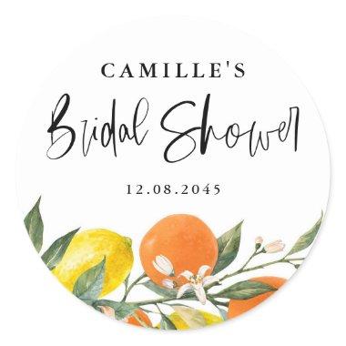 Botanical Orange and Lemon  Envelope Classic Round Sticker