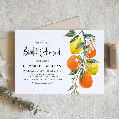 Botanical Orange and Lemon Garland Bridal Shower Invitations