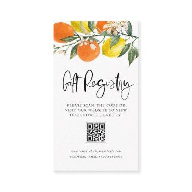 Botanical Orange and Lemon QR Code Registry Enclosure