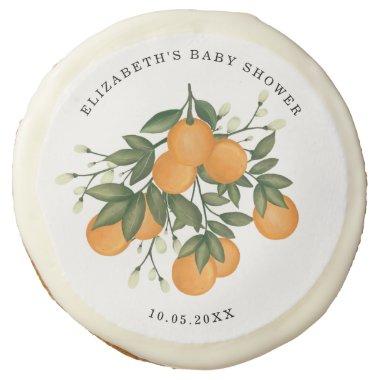 Botanical Orange Citrus Baby Shower Wedding Favors Sugar Cookie