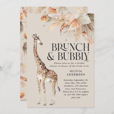 Botanical pampas grass giraffe bridal shower invit Invitations
