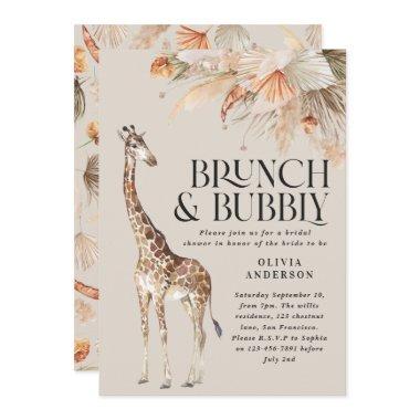 Botanical pampas grass giraffe bridal shower invit Invitations