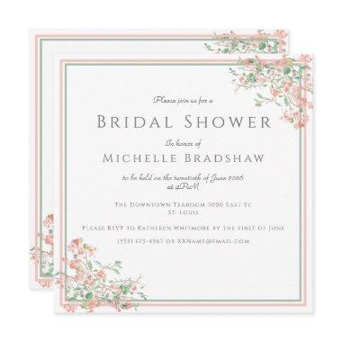 Botanical Pink and Green Boho Bridal Shower Invitations