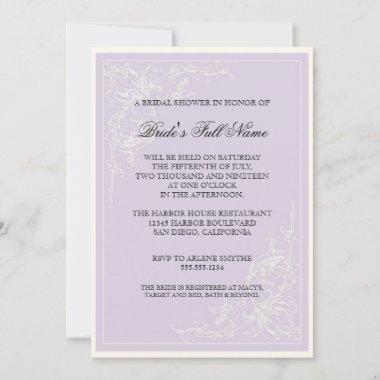 Botanical Pink Rose, Lavender Bridal Shower Invite