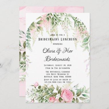 Botanical Pink Wisteria Floral Bridesmaid Luncheon Invitations