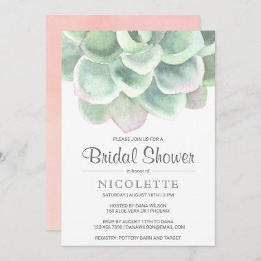 Botanical Sage Green Succulent Bridal Shower Invitations