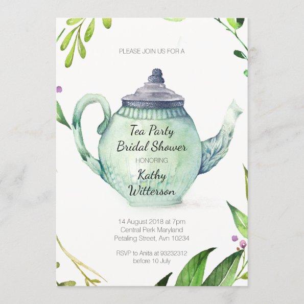 Botanical Tea Party Bridal Shower Invitations