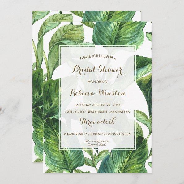botanical tropical leaves bridal shower Invitations