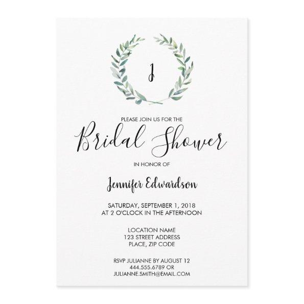 Botanical watercolor branch monogram