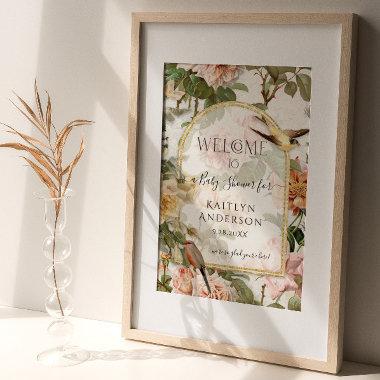 Botanical Watercolor Floral Welcome Baby Shower Poster