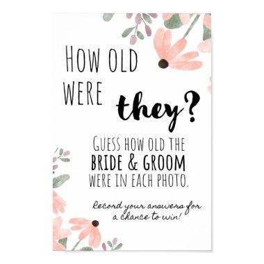 Botanical Watercolor "Guess The Age" Bridal Shower Poster