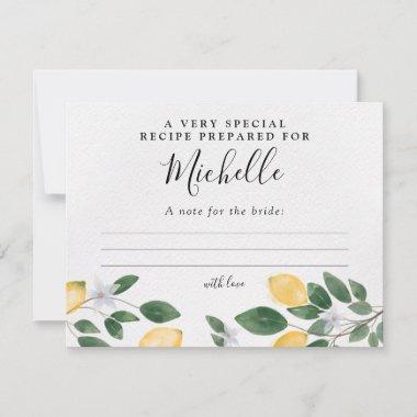 Botanical Watercolor Lemon & Greenery Recipe Invitations