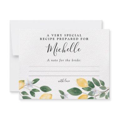 Botanical Watercolor Lemon & Greenery Recipe Invitations