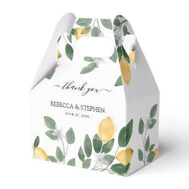 Botanical Watercolor Lemon & Greenery Wedding Favor Boxes