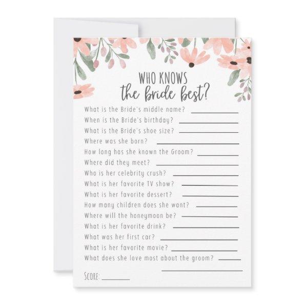 Botanical Watercolor Who Knows the Bride Best Game Announcement