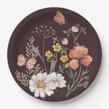 Botanical Wildflower Flower Boho Paper Plates