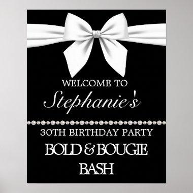 Bougie Pearls Black Birthday Party Welcome Sign