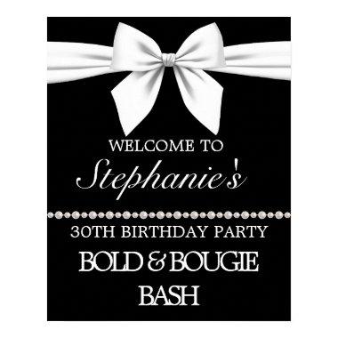 Bougie Pearls Black Birthday Party Welcome Sign