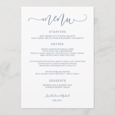 Bounce Calligraphy Swirly (Dusty Blue) Wedding Menu