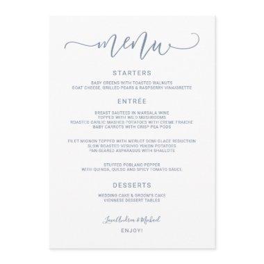 Bounce Calligraphy Swirly (Dusty Blue) Wedding Menu
