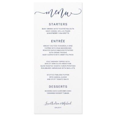 Bounce Calligraphy Swirly (Navy Blue) Wedding Menu