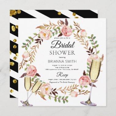 Bouquet Crown Flowery Classy Bridal shower Invitations