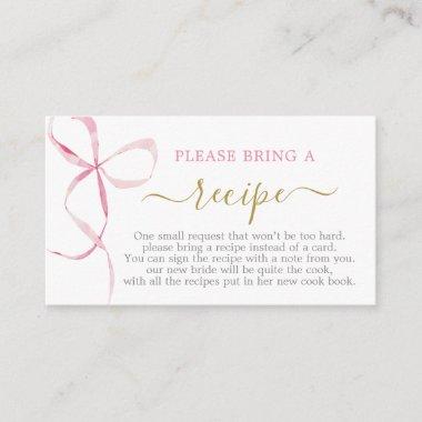 Bow Bridal Shower Recipe Invitations Request