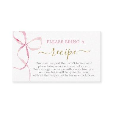 Bow Bridal Shower Recipe Invitations Request