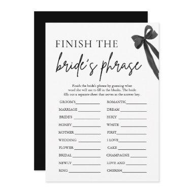 Bow Finish the Bride's Phrase  Game