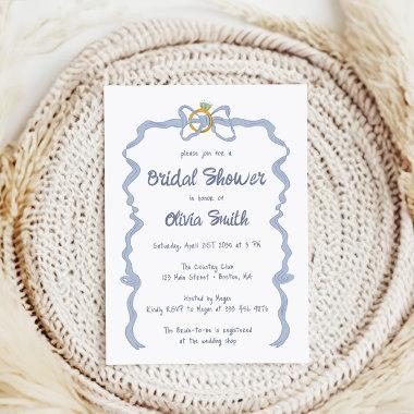 Bow hand drawn Bridal shower party Invitations