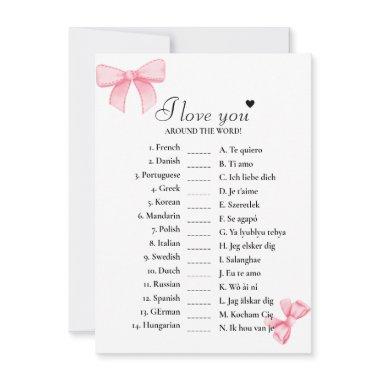 Bow I love you around the world bridal game