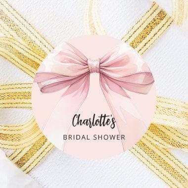 Bow pink  Classic Round Sticker