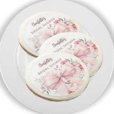 Bow pink florals bloom  Sugar Cookie