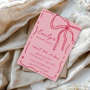 Bow Quirky Hand Drawn Red Pink