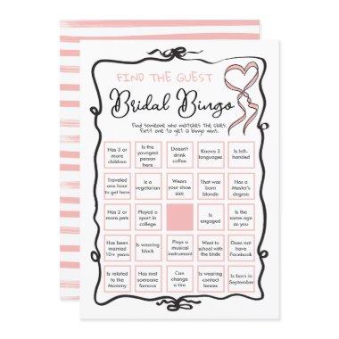 Bow Ribbon Bridal Shower Find the Guest BINGO Invitations